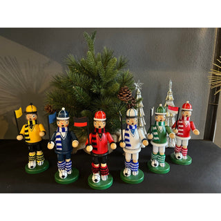 Räuchermännchen Fussballer in 6 verschiedene Farben, gelb, blau, rot, weiß, grün und rot