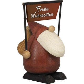 Im Seitenprofil sieht man hier den Weihnachtsmann mit Schild und Rucksack. Diese Figur ist in verschiedenen Motiven erhältlich. Bild 3.