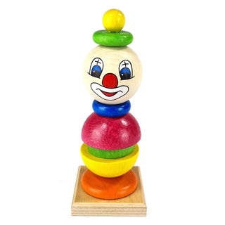 Buntes Stapelspiel aus Holz mit Clown-Motiv_1