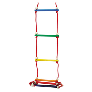 Strickleiter mit 6 farbigen Sprossen und rotem Strick