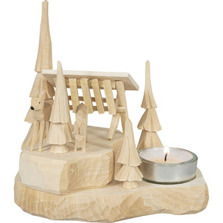 Teelichthalter Schnitzerei Futterkrippe