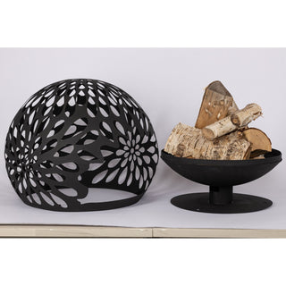 XL fire ball with base, enamelled black