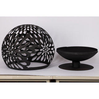 XL fire ball with base, enamelled black