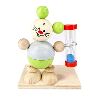 Farbige Zahnputzuhr mit Maus-Motiv und Halterung für eine Zahnbürste