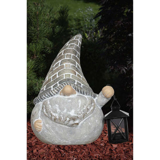 Gartenzwerg mit Laterne; Grau; Natur