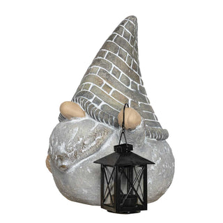 Gartenzwerg mit Laterne ;Grau; Seitenansicht