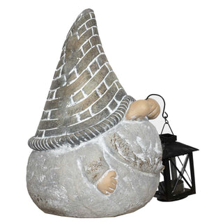 Gartenzwerg mit Laterne; Grau; Seitenansicht